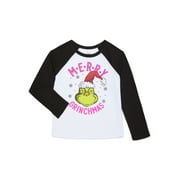 Dr. Seuss' The Grinch Girls Long Sleeve Raglan T-Shirt, Sizes 4-16