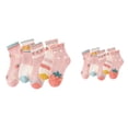 thumbnail image 1 of Girls' Mesh Breathable Socks, 5-Pair Soft Cute Cartoon Strawberry Pattern Crew Socks with Ruffled Top for Spring Summer Autumn Daily Walking Wear, 1 of 9