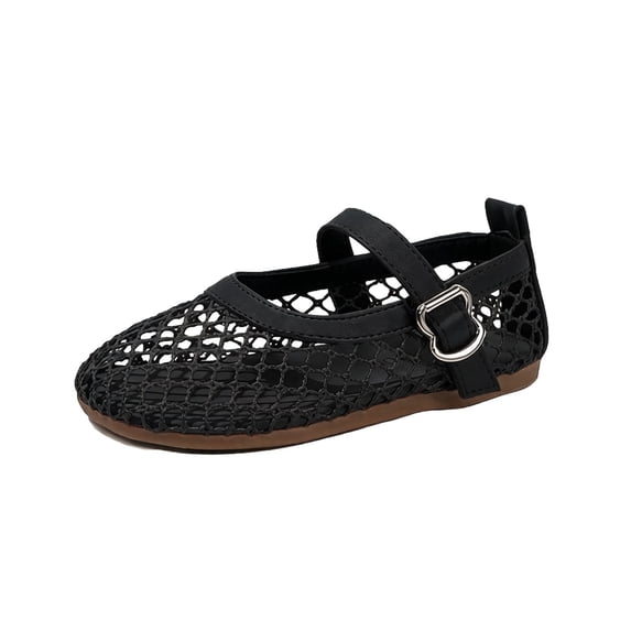 Girls Mesh Mary Jane Ballet Flats Comfortable Dress School Shoes Soft Soled Lightweight Beach Shoes Toddler Little Kid Big Kid Black 6.5-7Years