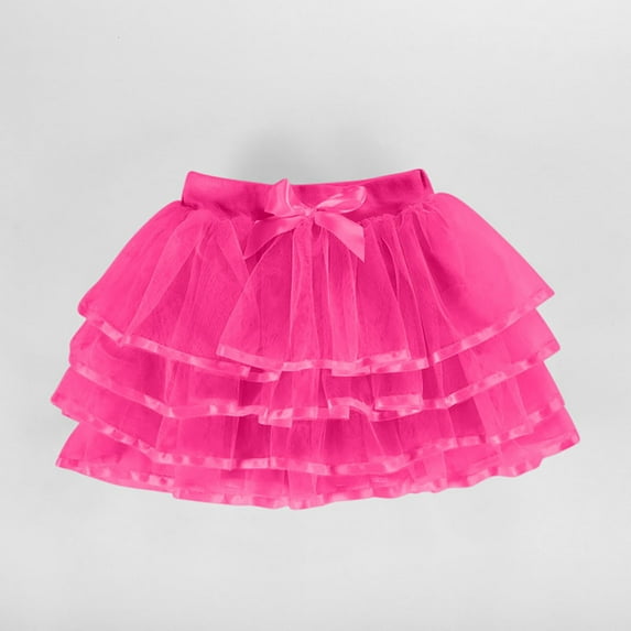Girls' Mesh Mini Skirt Cute Bow Elastic Waist Cake Layered Princess Tulles Dance Skirts 10-11Y