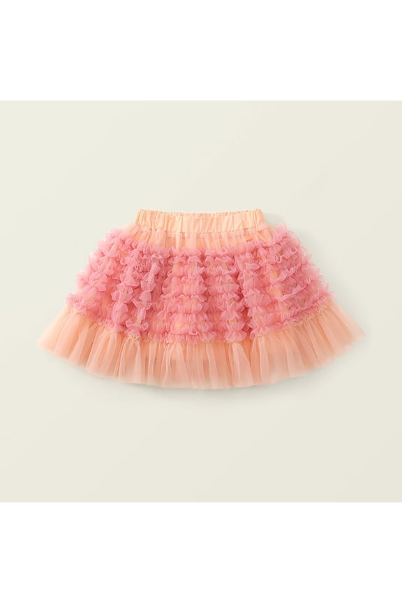 Girls' Mesh Mini Skirt Cute Bow Elastic Waist Cake Layered Princess Tulles Dance Skirts Girls Tutus Skirts Layered Tulles Skirt Orange 100