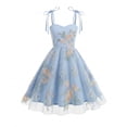 thumbnail image 1 of Girls Mesh Princess Dresses Trendy Embroidery Flower Lace Bow Spaghetti Gown for Pageant Wedding Birthday Party Graduation Dance Prom Blue 10-11 Years, 1 of 6