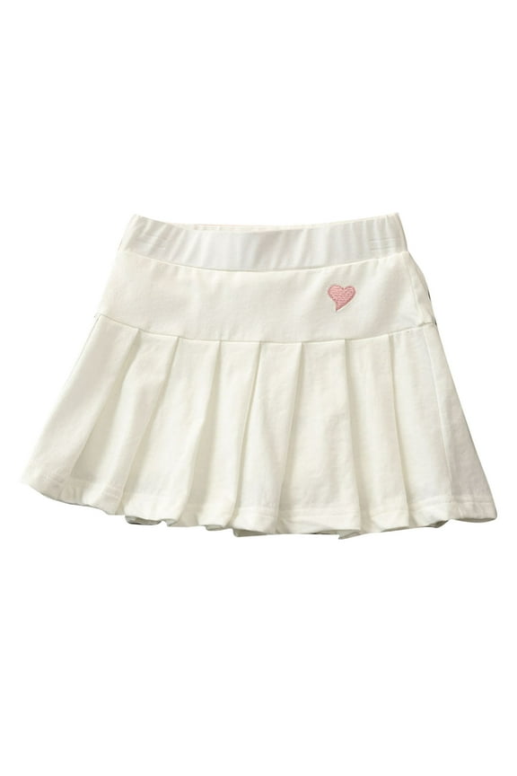 Girls Mesh Skirt Girl Skorts Skirt, Kids Summer Casual Stretch Waist Skater Skirts Athletic Uniform Skorts, Kids Fashion Skirt Pleated Skirt Girls Plaid Pleated School Uniform Skirts White 130