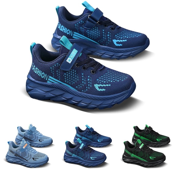 Girls' Mesh Slip On Sneakers Fitness Shoes Lightweight Outdoor Breathable Tennis Running Sneakers Navy 6.5 -7