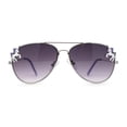 thumbnail image 1 of Girls Metal Unicorn Charm Tear Drop Officer Style Sunglasses Silver Purple Smoke, 1 of 4