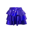 thumbnail image 1 of Girls Metallic 3 Layer Cake Skirt, Shiny Tulle Dance Skirt with Pleated Hem, Performance Tutu for Kids Ballet Recital and Party, Age 3-14 Years Blue XXS, 1 of 3