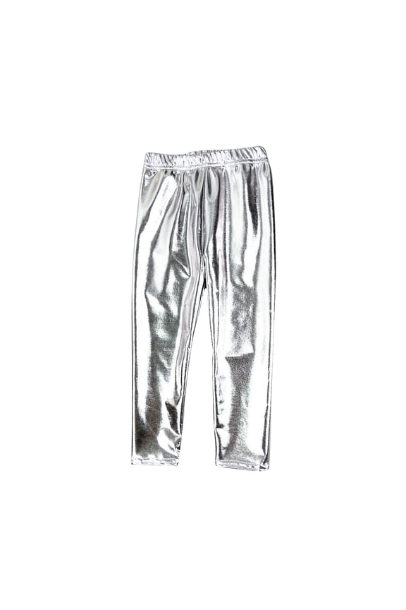 Girls Metallic Pants Shiny Sparkly Stretchy Jogger Pants Loose Hip Hop Wear Kids Girls Boys Jazz Street Dancewear 2-11 Years
