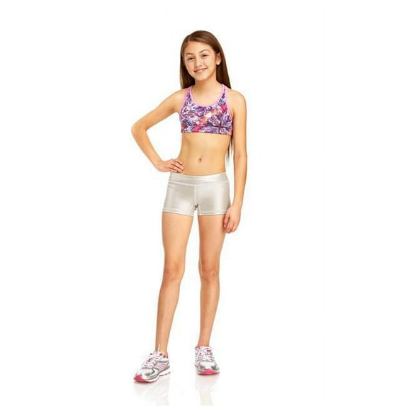 Girls Metallic Short, Silver - Large