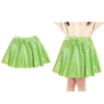 thumbnail image 1 of Girls Metallic Skater Skirts Girls Sequin Skirt Elastic Waist Pleated A-Line Green Mini Skirt Fairy Dress, 1 of 5