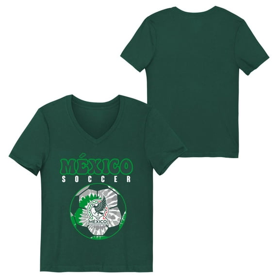 Mexico National Team Youth Girls Green Soccer Ball Graphic Tee