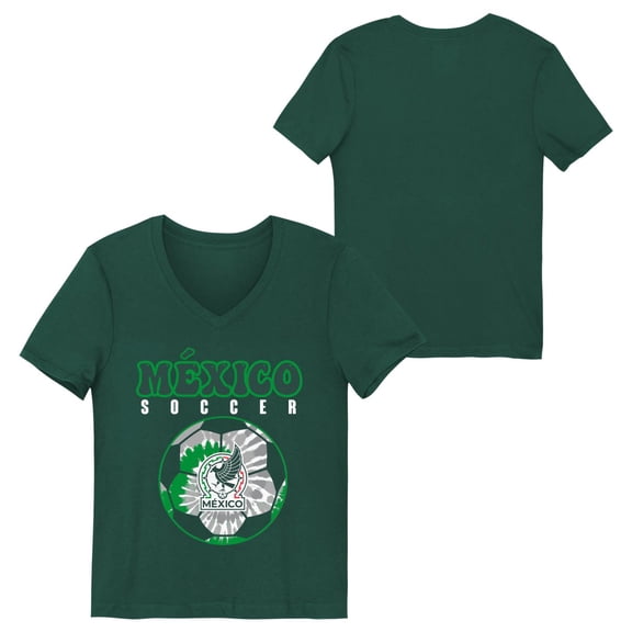 Mexico National Team Youth Girls Green Soccer Ball Graphic Tee