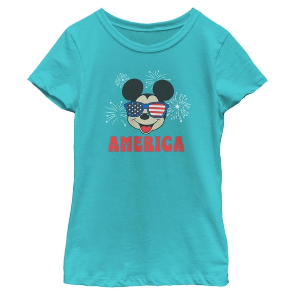 Girls Mickey & Friends American Sunglasses and Fireworks T Shirt