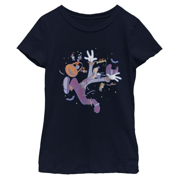 Girls Mickey & Friends Halloween Goofy Candy Basket Scared Pose T Shirt