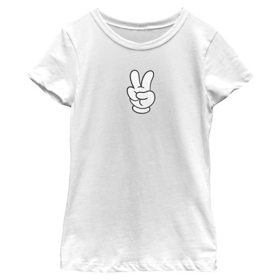Girls Mickey & Friends Peace Sign Gloves T Shirt
