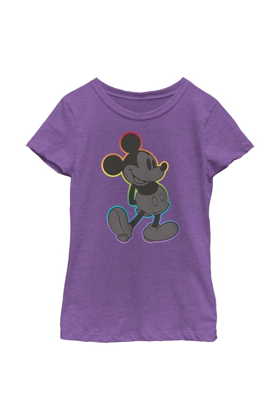 Girls Mickey & Friends Rainbow Outline Mickey T Shirt