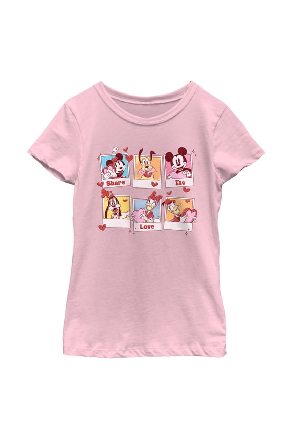 Girls Mickey & Friends Share The Love Polaroids T Shirt