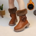 thumbnail image 1 of Girls Mid Calf Boots Winter Leather Fashion Trendy Casual Cute Comfortable Lightweight Outdoor Chunky Boots with Side Zipper Low Heels Boots for Little Kid, 1 of 8