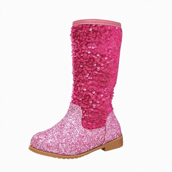 Girls Mid Calf Round Toe Boots Toddler Little Kid Big Kid Riding Shoes for Fall Winter