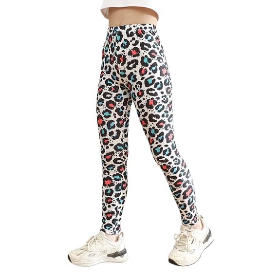 Girls Milk Silk Leggings Spring Summer Lightweight Long Pants Leopard Star Print Stretchy Slim Fit Trousers for Toddler