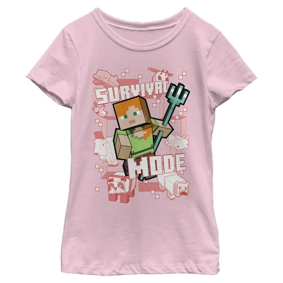 Girls Minecraft Alex Survival Mode T Shirt