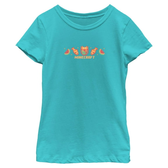 Girls Minecraft Axolotl and Food T Shirt