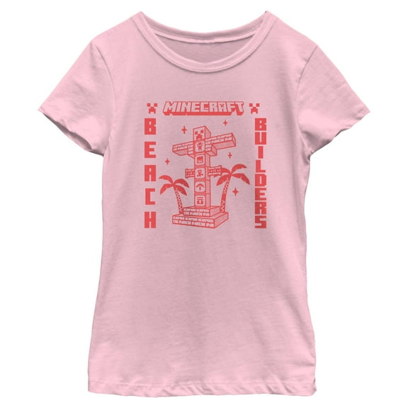 Girls Minecraft Beach Builders Monocolor T Shirt