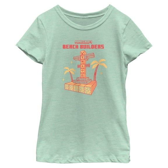 Girls Minecraft Beach Builders Tower T Shirt