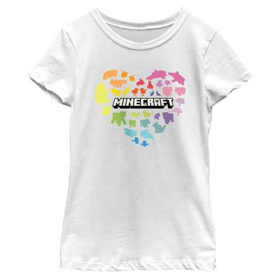 Girls Minecraft Colorful Heart T Shirt