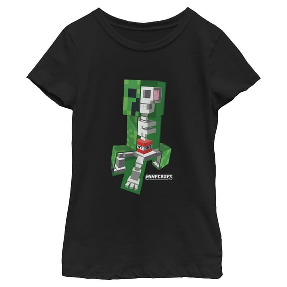 Girls Minecraft Creeper Skeleton Dynamite Full Shot T Shirt