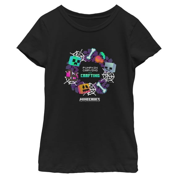 Girls Minecraft Pumpkin Carving And Crafting T Shirt