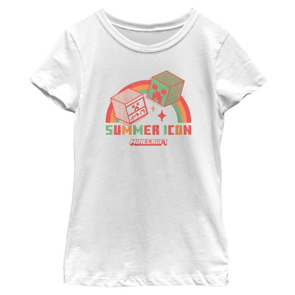 Girls Minecraft Rainbow Summer Icon T Shirt