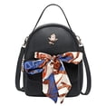 thumbnail image 1 of Girls Mini Backpack Cute Bowknot Leather Backpack for Girls Designer Small Shoulder Bag Fashion Handbag for Women Pure Black, 1 of 3