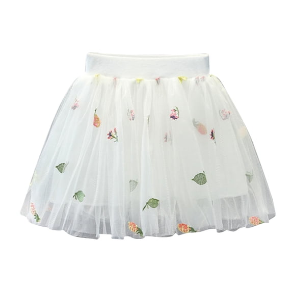 Girls Mini Ruffles High Waist Skirt Girls Layered Tutus, Kids Dance Skirts Tiered Princess Skirt Fashion Embroider Short Skirts Girl's Bow Lace Skirts White 7Y
