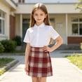 thumbnail image 1 of Girls Mini Skirt Elastic Waisted A-Line Uniform Plaid Skirt Dressy Blend Skirts, 1 of 3