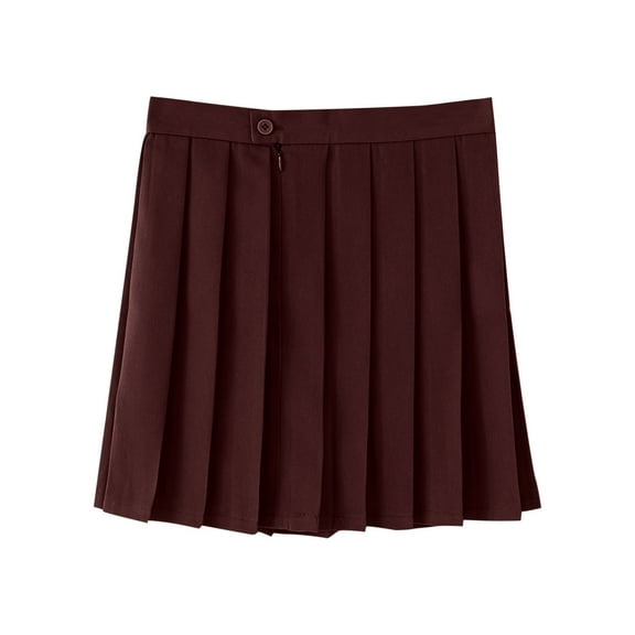 Girls Mini Skirt New Girls Adjustable Waist Pleated Mini Skirt High Waisted A-Line Uniform School Tennis Skater Skirts Skort Brown 11 Years