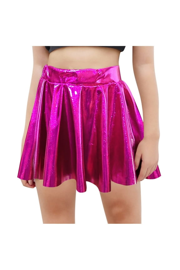 Girls Mini Skirts Petite Formal Sequin Sparkly Ruched High Cut Cheer Leader Cosplay Skorts for Girl 4-14 Years
