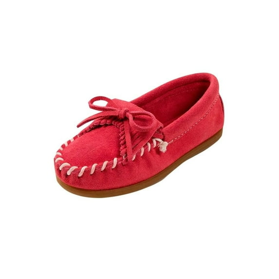 Minnetonka Children's Kilty Hardsole Moccasin, Hot Pink 2 Big Kid