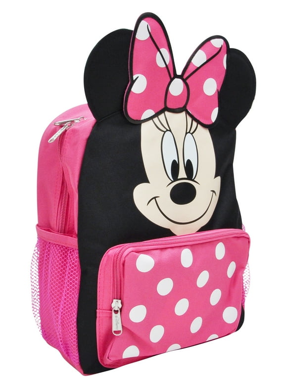 Girls Minnie Mouse Cargo Backpack with Bow & Ears Pink 12"