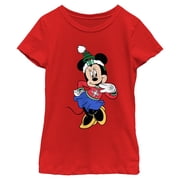 Girls Minnie Mouse Christmas Outfit Pose T Shirt