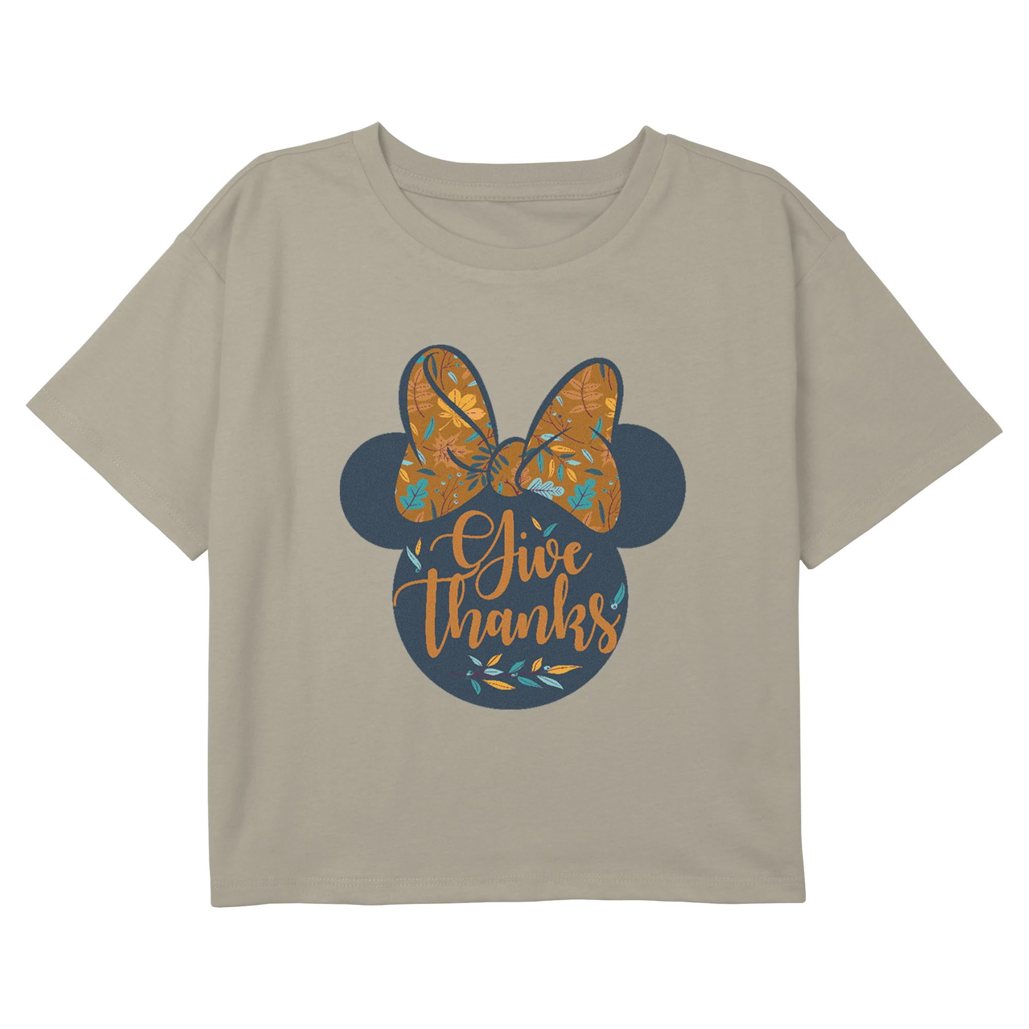 Mouse Fall Girls Minnie Mouse Give Thanks Fall Silhouette Cropped T-Shirt ...