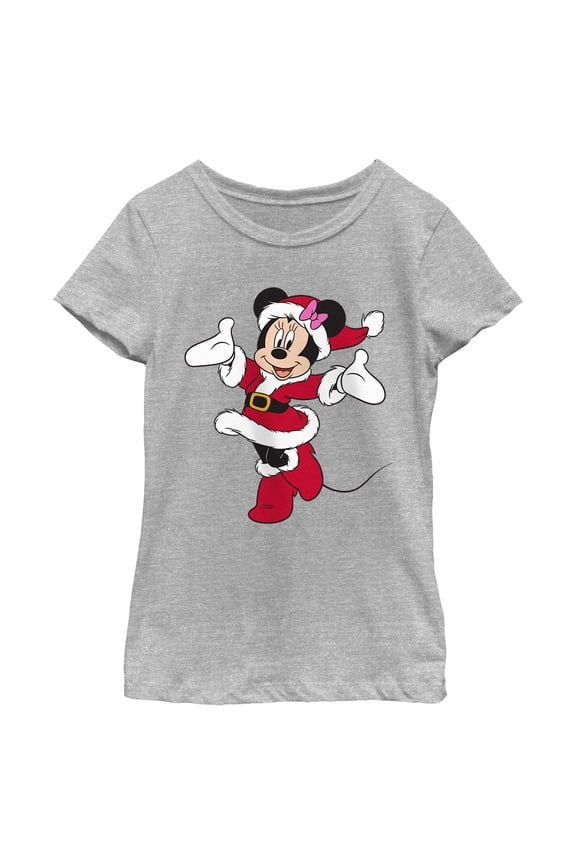 Girls Minnie Mouse Happy Christmas Red Dress T Shirt