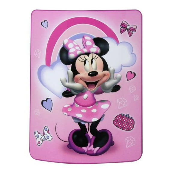 Girls Minnie Mouse Throw Blanket 45" x 60" Pink Disney Rainbow Smiles