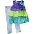thumbnail image 1 of Girls Mint & Purple Layered Ruffle Dress & White Leggings 2 Piece Set 5, 1 of 1