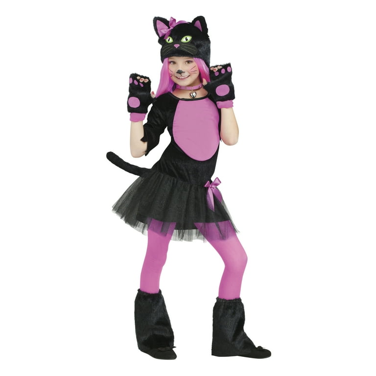 Girls Miss Kitty Cat Halloween Costume Set Multi Color Fun World