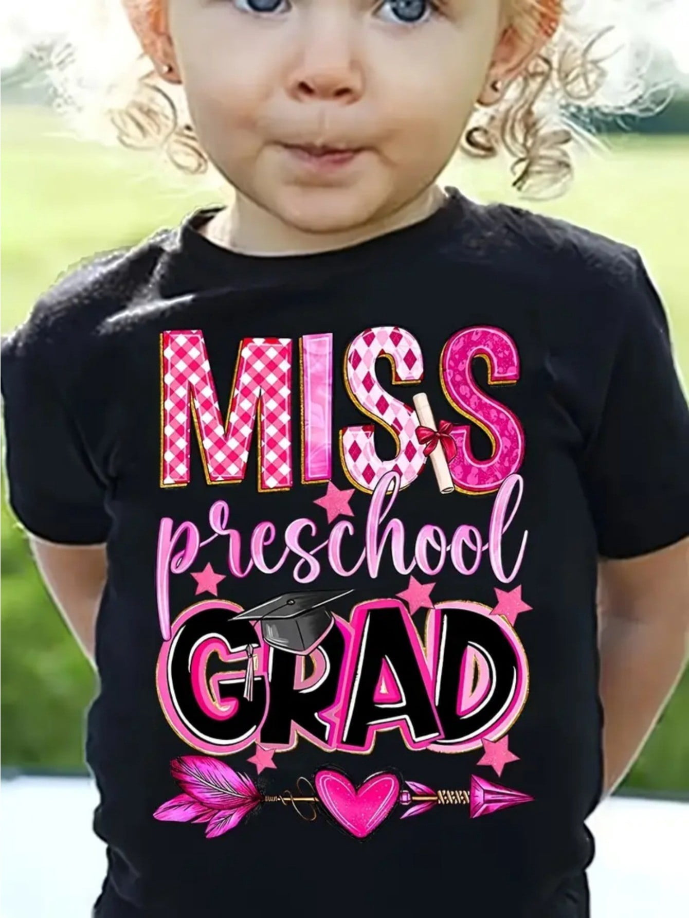Girls Miss Preschool Grad Glitter Letter Print 100% Cotton T-Shirt ...