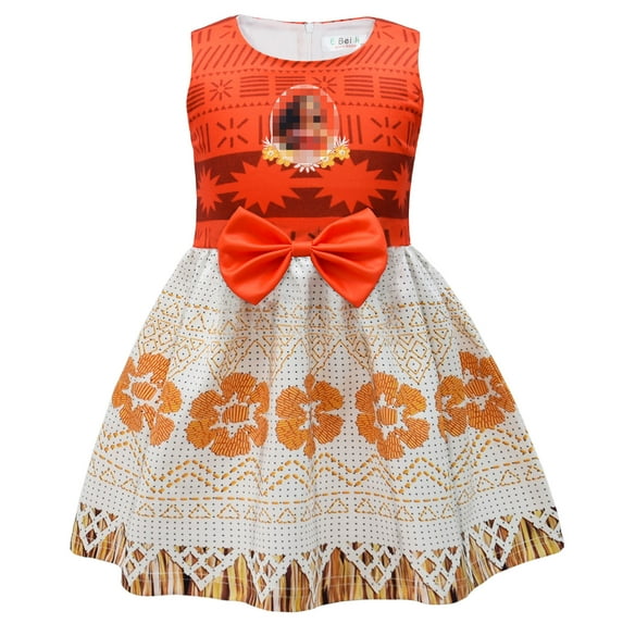 Girls Moana Costume Dress Sleeveless Halloween Princess Casual Beach Sundress