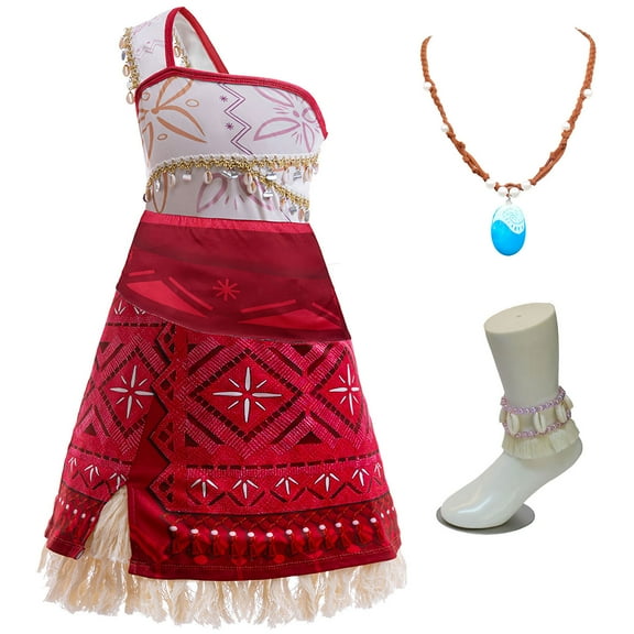 Girls Moana Costume with Accessories Halloween Princess Birthday Fancy Dress Up, Size 9-10