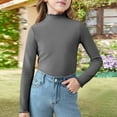 thumbnail image 1 of Girls Mock Neck Long Sleeve Shirts 2025 Ribbed Knit Slim Fit T Shirts Fall Layer Tops Tees Gray 130, 1 of 3