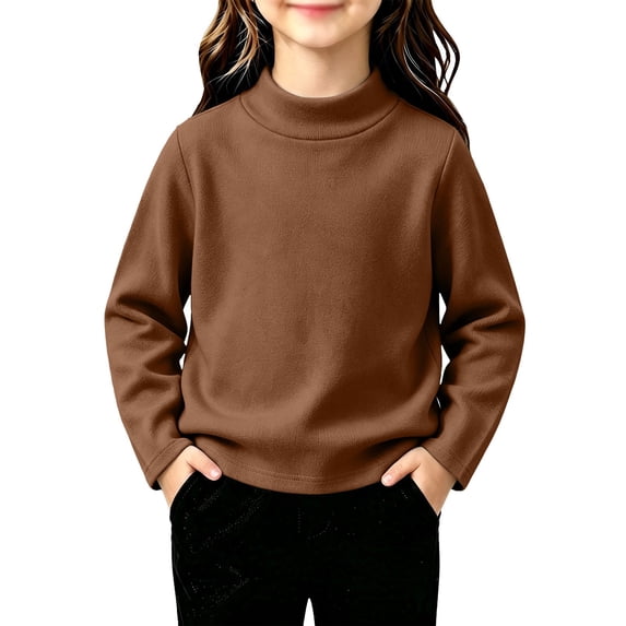 Girls Mock Neck Long Sleeve Sweatshirts Turtleneck Fleece Sweater Pullover
