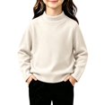 thumbnail image 1 of Girls Mock Neck Long Sleeve Sweatshirts Turtleneck Fleece Sweater Pullover, 1 of 5